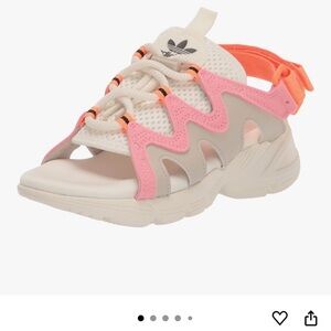 Adidas women’s Cream, Pink, and Orange Sandals